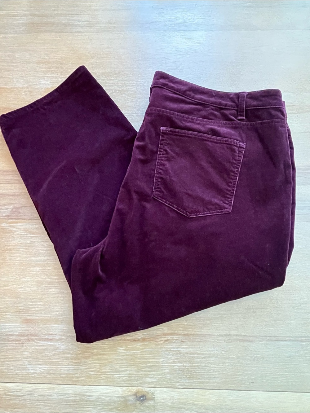 Talbots Plum Burgundy Corduroy Straight Leg Pants 22W Stretch